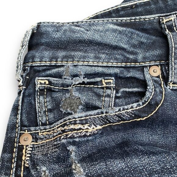 Silver SUKI SKINNY Distressed Destroyed Darker Wash Jeans Women’s W 36 L 29 - Picture 7 of 14